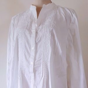 Autograph 3X Blouse White Cotton Stretch